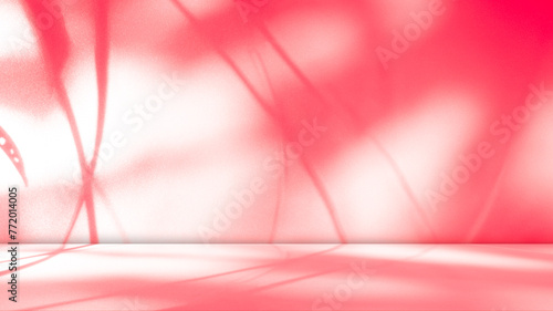 Red Background Wall Dark Table Studio Room Empty Bar Podium Shadow Abstract Floor Cement Mockup Overlay Leaf Backdrop Minimal product Cosmetic Presentation, Loft Happy New Year, Gradient Template.
