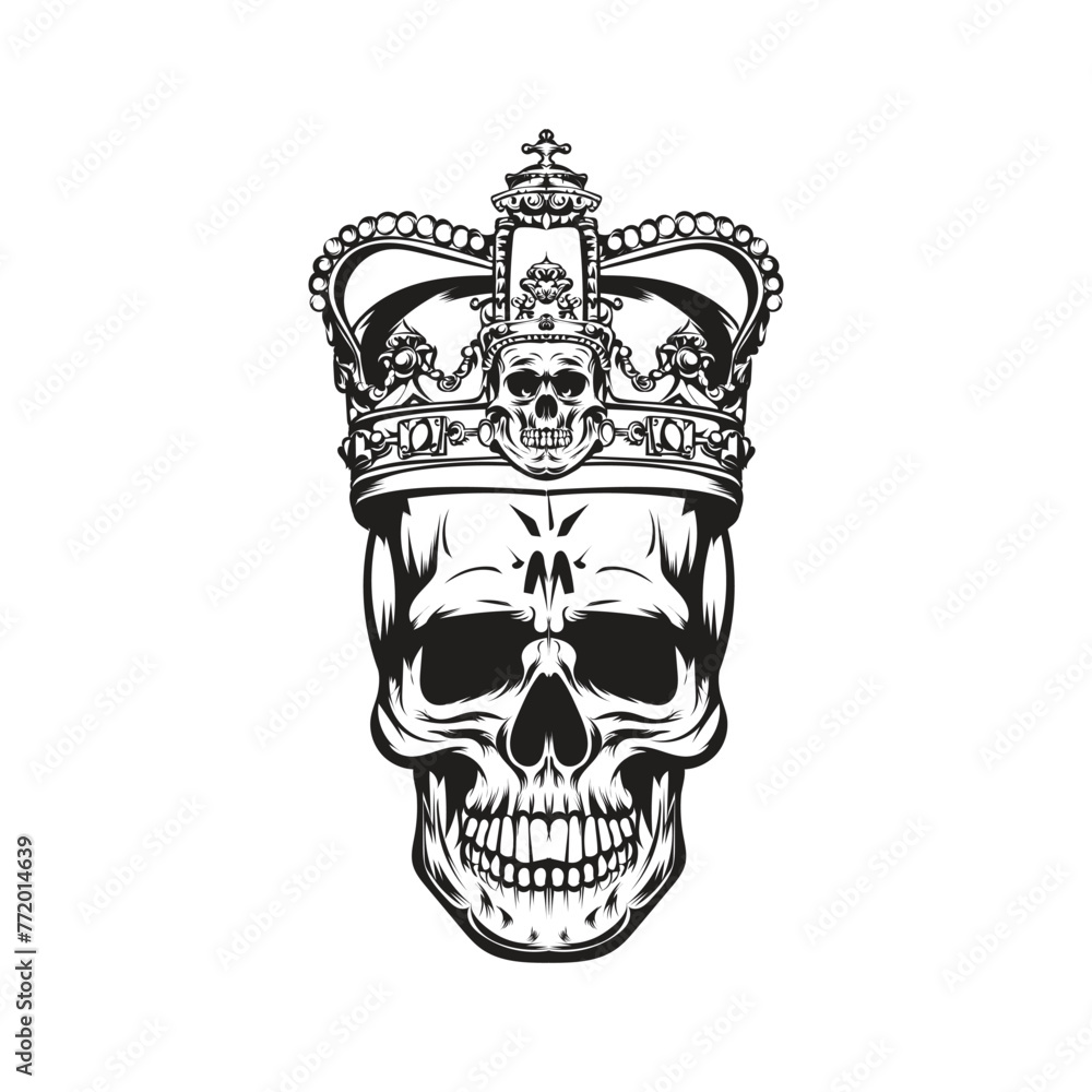 skull with crown vector design illustration