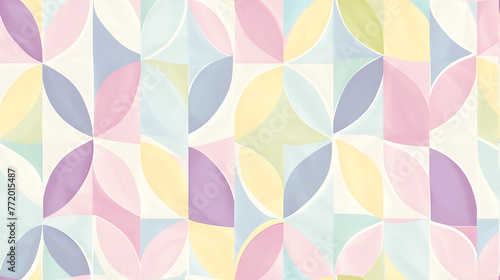 olorful geometric pattern with various shapes and vibrant pastel colors. generative ai