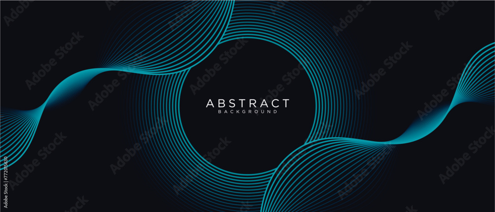 Futuristic abstract dark blue background with wave lines. Glowing blue ...