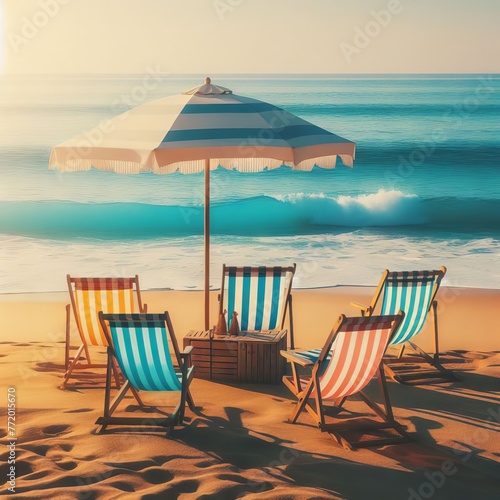 Lounge chairs on the beach