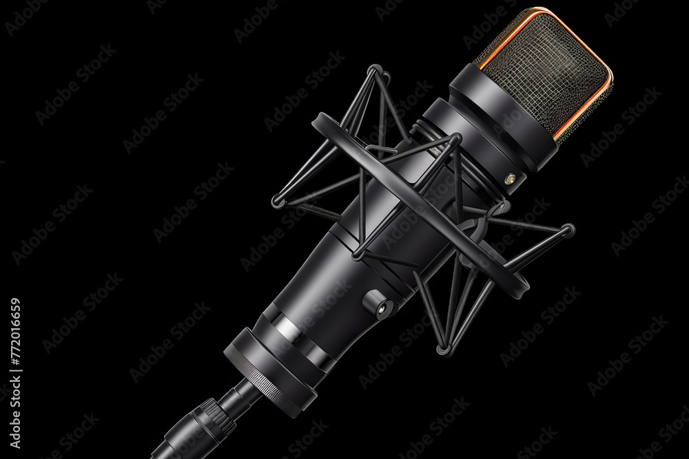 close up microphone on black background close up microphone on black background