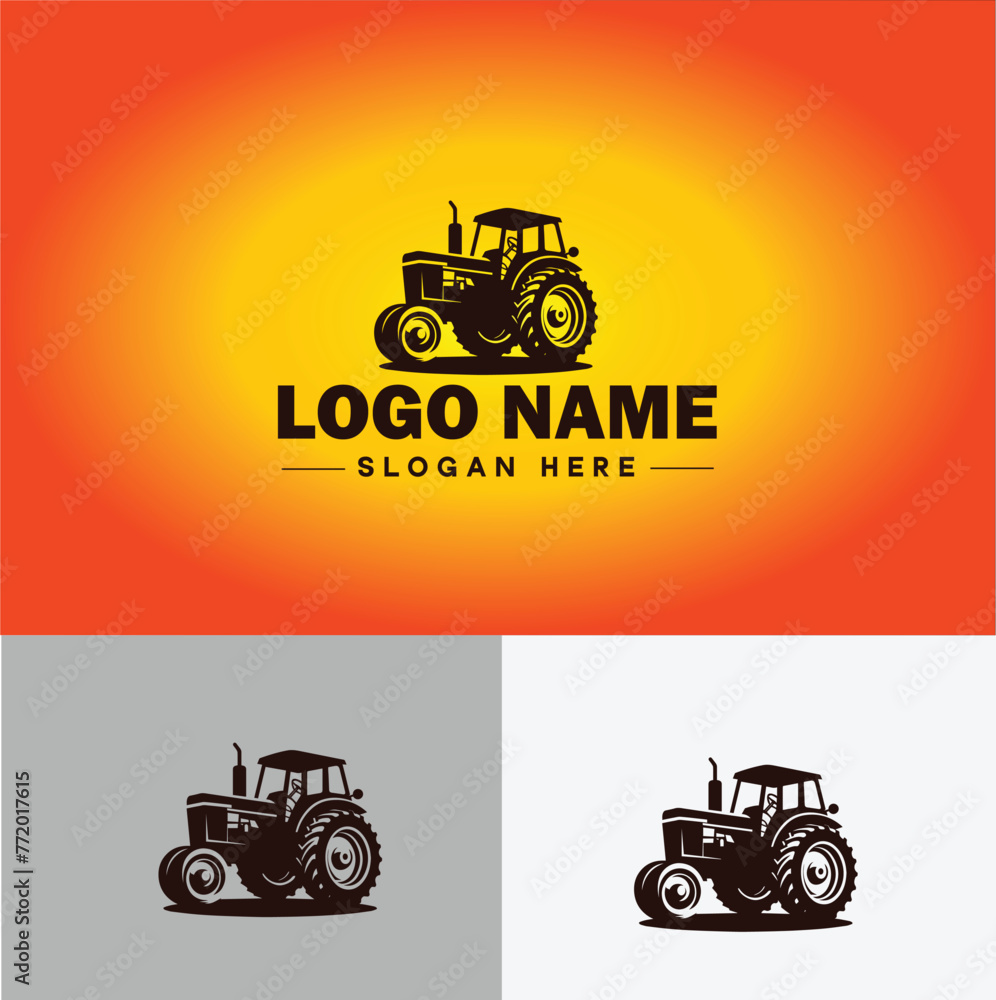 Tractor farm agriculture logo icon vector for business brand app icon farm industries machinery Tractor logo template