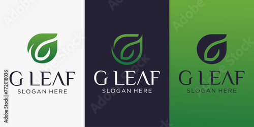 Logo letter g with a combination of leaf, for herbal, natural and fresh companies
