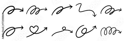 Curly Arrow Shape Handdrawn