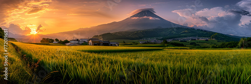Breathtaking Sunset View in Aso-san Volcano: The Rustic Charm of Kyushu's Scenic Landscapes photo