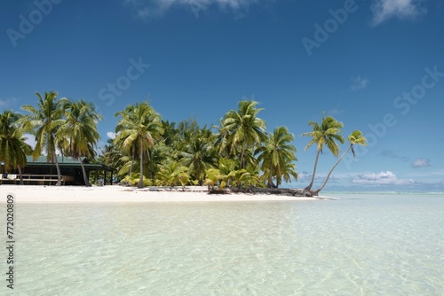 Tropical island inside the Aitutaki lagoon of at Cook Islands