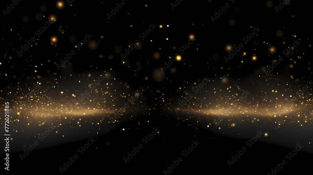 Obraz premium golden scattering lights on black background