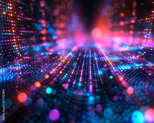 3D visual of quantum computing a neon web of infinite possibilities