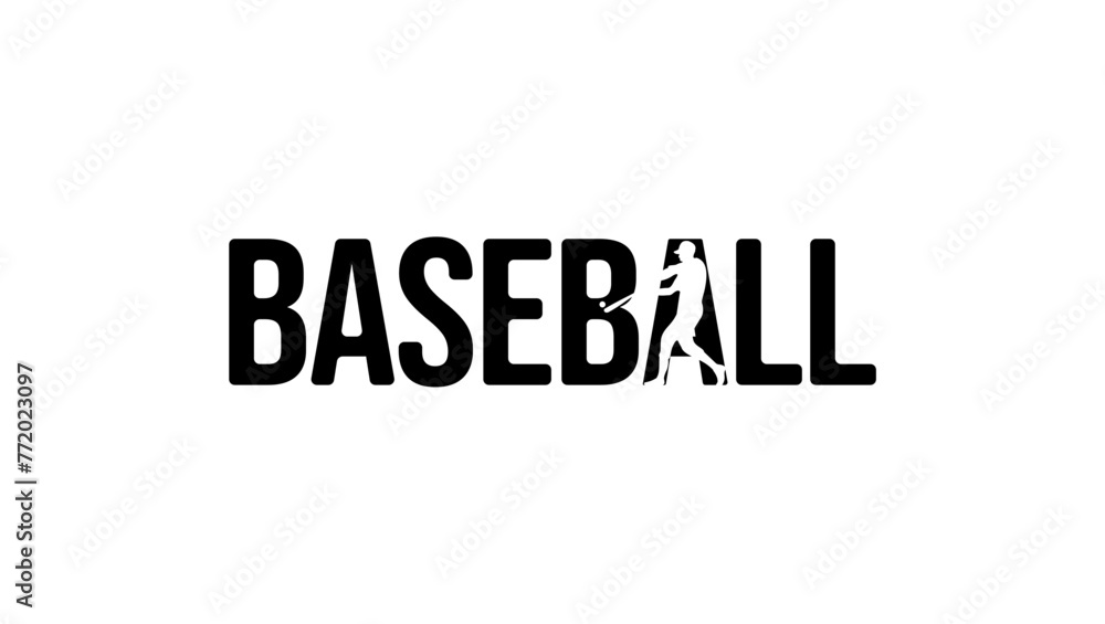 baseball  Word emblem, black isolated silhouette