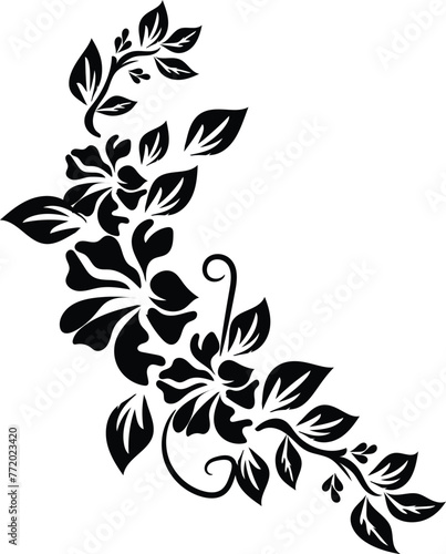 Fototapeta Naklejka Na Ścianę i Meble -  Vector line art and hand drawing flower art black and white flat design simple flower