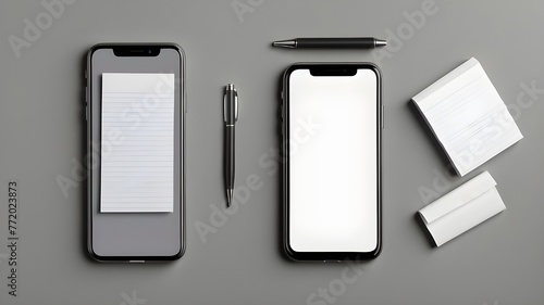 Smartphone with chipping path on a dark background. Use your own mobile app on this mock-up with an isolated blank screen, with copy pencel.