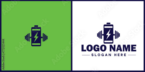 Battery logo icon vector for business brand app icon power charging bolt electric recharge battery logo template
