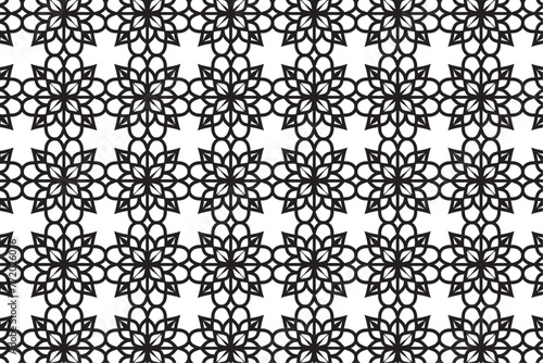 Arabic seamless pattern with arabic and islamic ornament big set on black background 