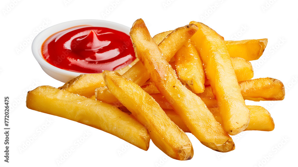 French fries with ketchup, isolated on a transparent background
French fries with ketchup, isolated on a transparent background