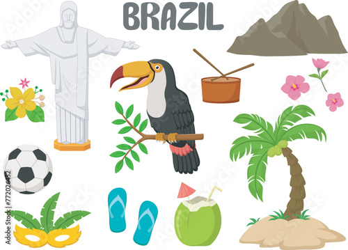 Set of Brazil famous landmarks