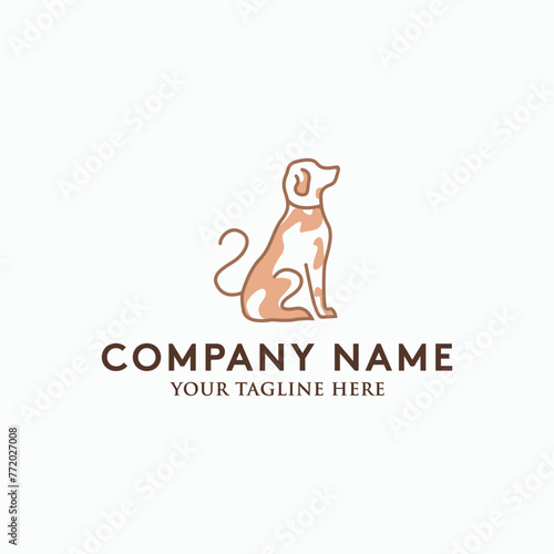 Dog line logo design vector