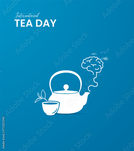 International Tea day, Tea with leaf, creative concept design for banner, poster, vector illustration