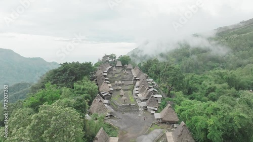 Aerial view of megalithic village, Bena, Flores, Indonesia photo