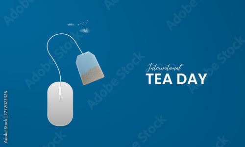 International Tea day, Tea with leaf, creative concept design for banner, poster, vector illustration