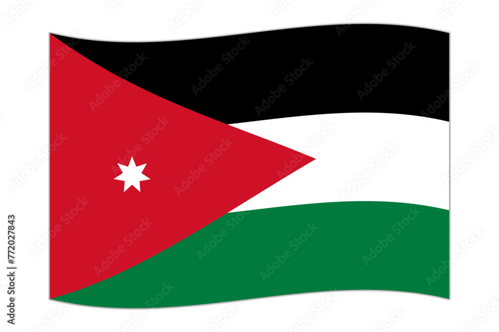 Waving flag of the country Jordan. Vector illustration. Waving flag of the country Jordan. Vector illustration.