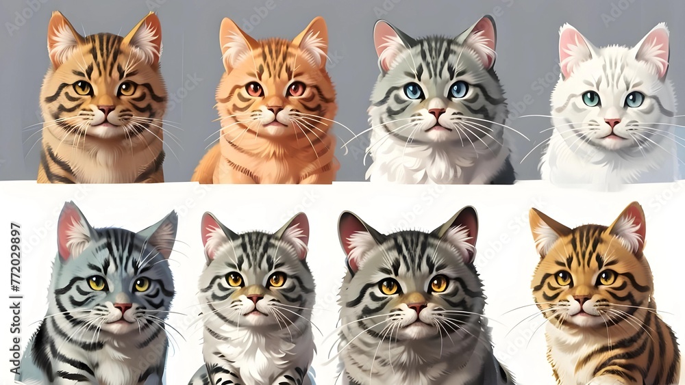 illustration of eight kittens illustration of eight kittens