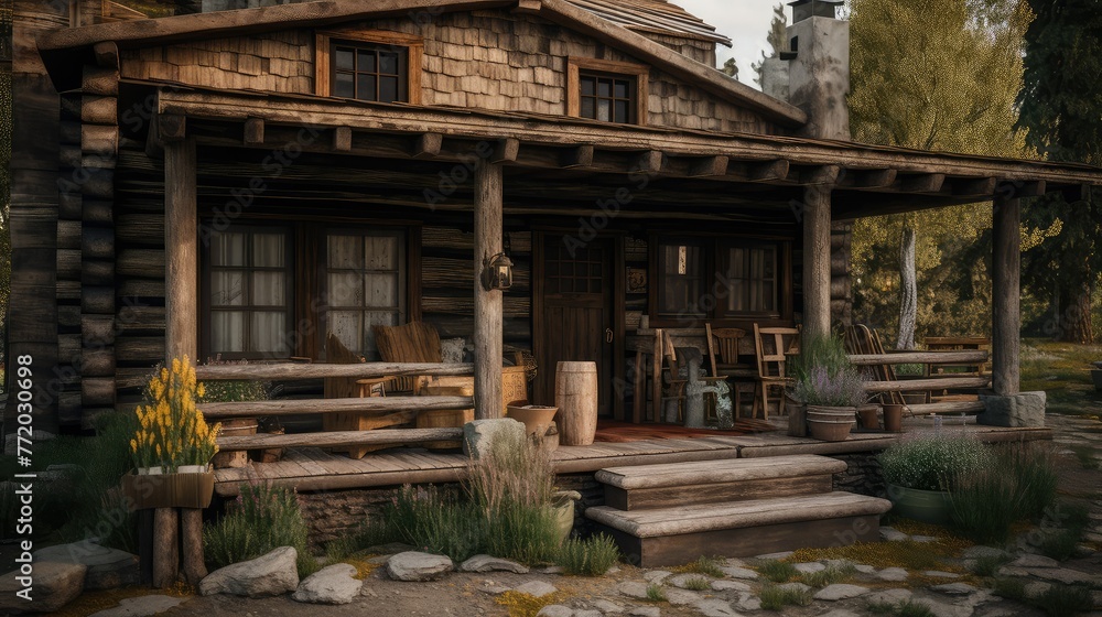 old wooden house. Generative AI old wooden house. Generative AI