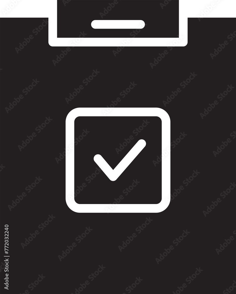 Clipboard and Check Mark Glyph Icon Clipboard and Check Mark Glyph Icon