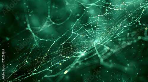 a digital spiderweb with morning dew