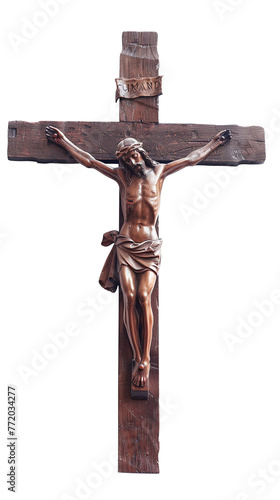 Wallpaper Mural An old wooden cross with Jesus Cristus, isolated on a transparent background Torontodigital.ca