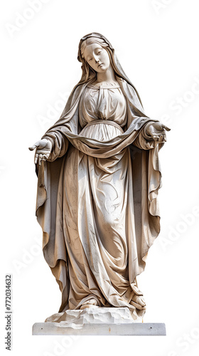 The Virgin Mary as a statue, isolated on a transparent background