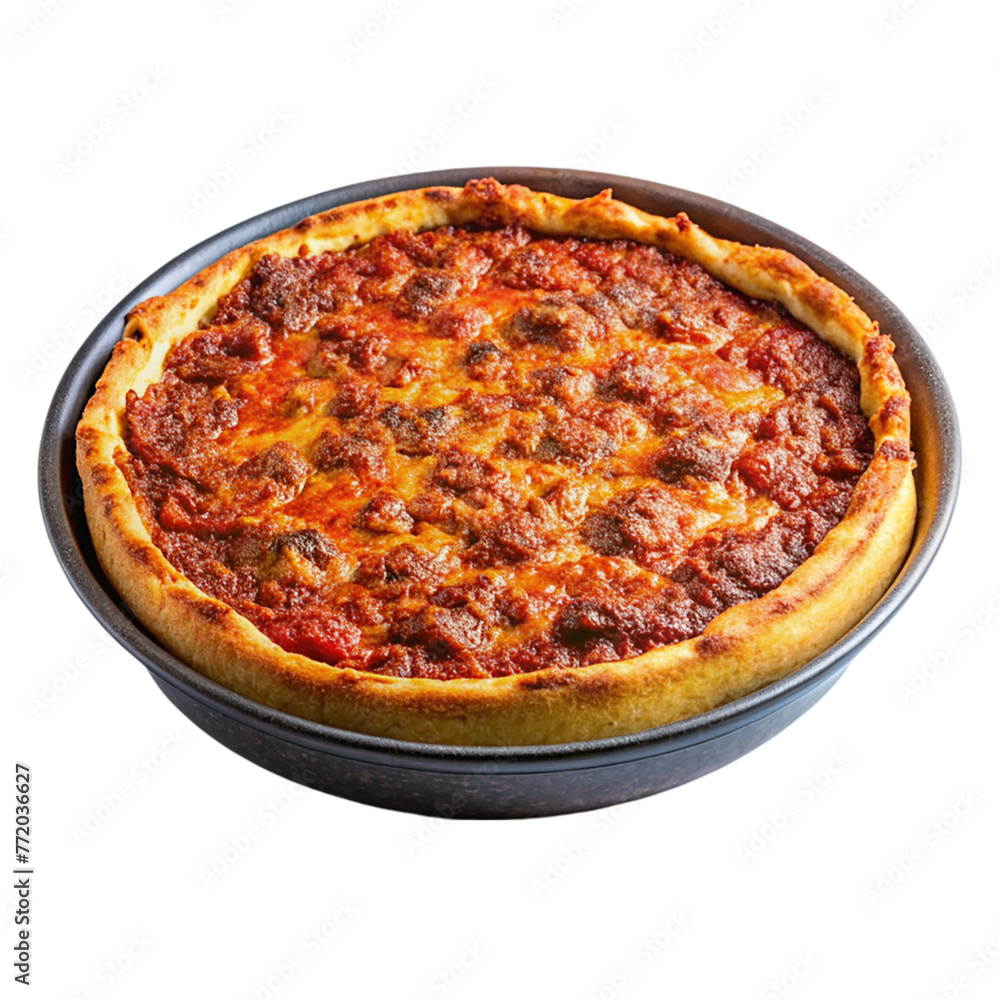 Deep dish pizza peperoni isolated on transparent background. Deep dish pizza peperoni isolated on transparent background.