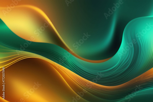 Green And Yellow Abstract Wavy Background  Smooth Curves in Abstract Background