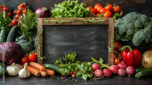 Vegetables with wooden board for labeling