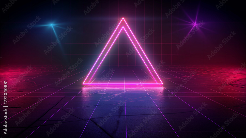 Naklejka premium 90s 80s retro synthwave futuristic background with grid and glowing light gradient.
