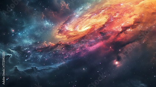 Spectacularly beautiful galaxy with rainbow coloration photo