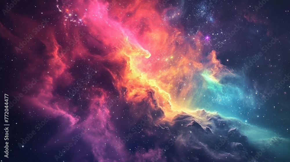 Fototapeta premium Galaxy displaying exceptionally beautiful rainbow hues