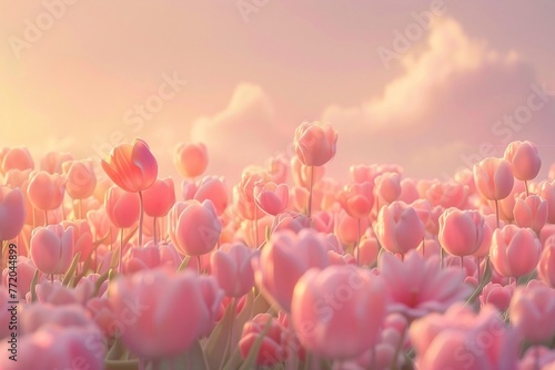 pink tulips against sky