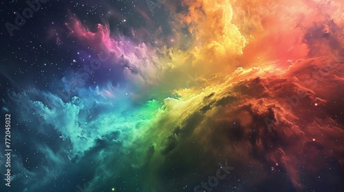 Galaxy adorned with stunningly beautiful rainbow patterns