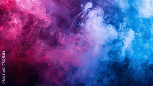 Dramatic smoke and fog in contrasting vivid red, blue, and purple colors. Vivid and intense abstract background or wallpaper - generative ai