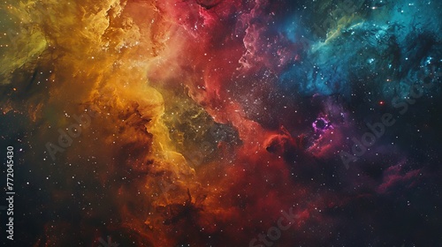 Enchantingly vibrant galaxy featuring vibrant rainbow hues