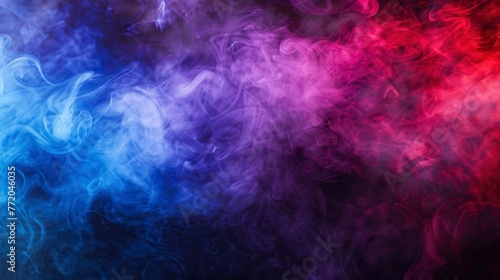 Dramatic smoke and fog in contrasting vivid red, blue, and purple colors. Vivid and intense abstract background or wallpaper - generative ai © Nia™
