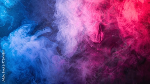 Dramatic smoke and fog in contrasting vivid red, blue, and purple colors. Vivid and intense abstract background or wallpaper - generative ai