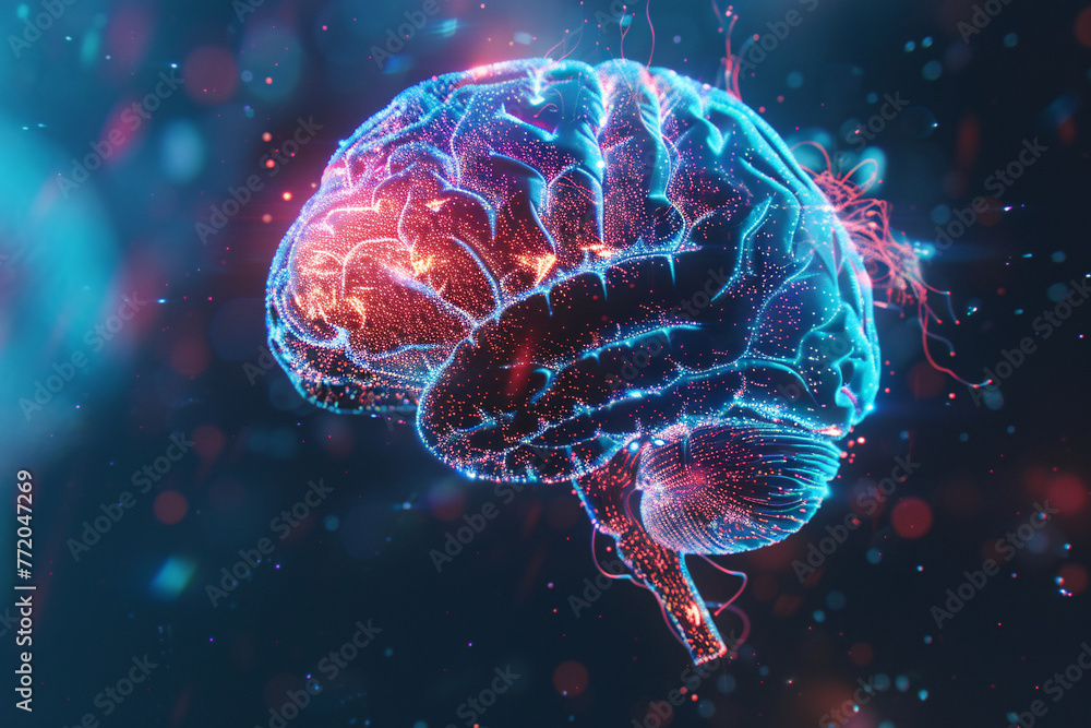 3d human brain hologram x-ray on abstract futuristic background 3d human brain hologram x-ray on abstract futuristic background