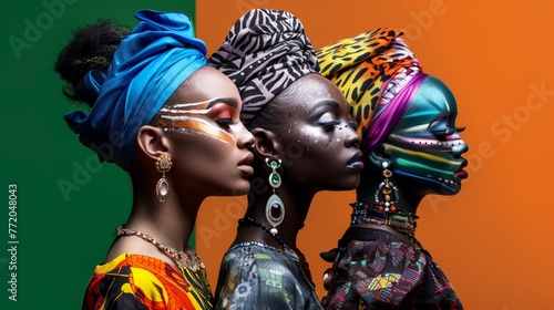 Showcase a group of people from diverse backgrounds, each exhibiting their own style through fashion, makeup, and grooming, celebrating the richness of selfexpression and unity in diversity