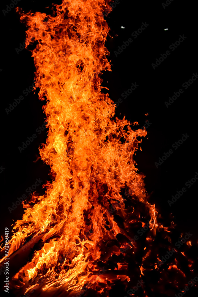 Fire flames on black background, Blaze fire flame texture background, Beautifully, the fire is burning, Fire flames with wood and cow dung bonfire Fire flames on black background, Blaze fire flame texture background, Beautifully, the fire is burning, Fire flames with wood and cow dung bonfire