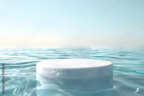 Round podium on water background for product and cosmetic presentation