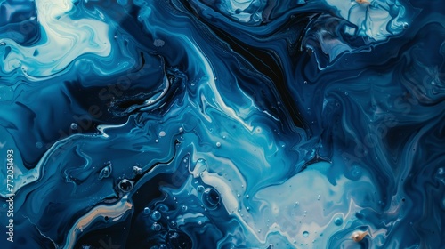 Beautiful abstraction of liquid paints in slow blending flow mixing together gently - generative ai