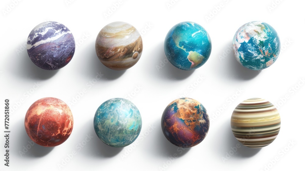 Planet set collection. Isolated on white background Generative ai