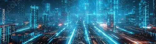 Cybersecurity visualized as a glowing digital citadel unassailable and majestic